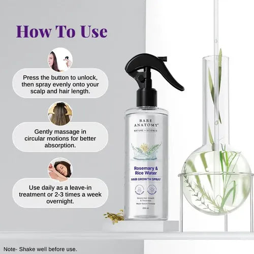 🌿 BARE ANATOMY — Spray de Romero y Arroz para el Cabello✨