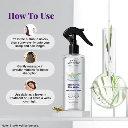 🌿 BARE ANATOMY — Spray de Romero y Arroz para el Cabello✨