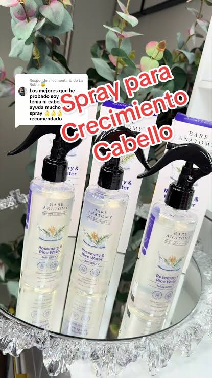 🌿 BARE ANATOMY — Spray de Romero y Arroz para el Cabello✨